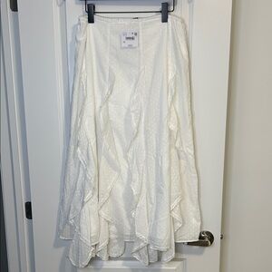100% Cotton White Maxi Ruffled Skirt